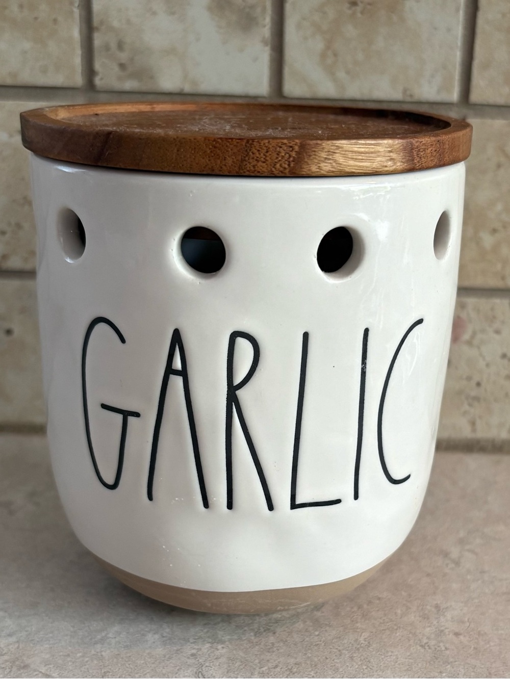 Rae Dunn Garlic Keeper
